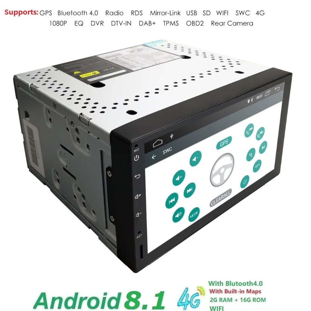 Дешевый Android 8,1 двойной дин стерео радио gps Wi Fi 4G OBD2 HD Зеркало Ссылка BT цифровой ТВ тюнер автомобилей dab box Car монитор рулевого управления whe