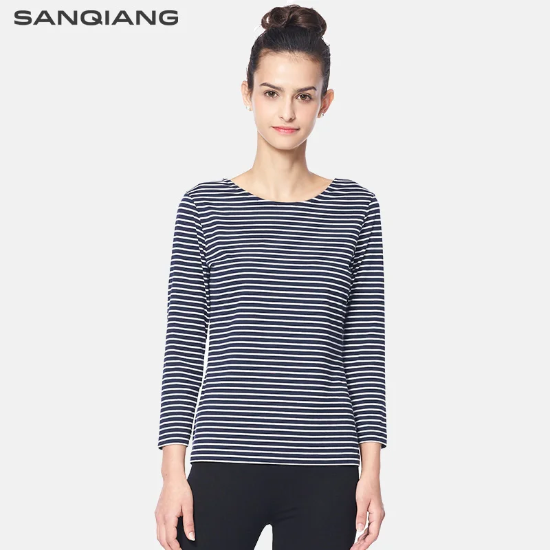 

SANQIANG Women Knitted Cotton Female T-Shirt Undershirts Autumn Thermal Tops Long Sleeve Top Outside Warm Top Back Sexy V-Neck
