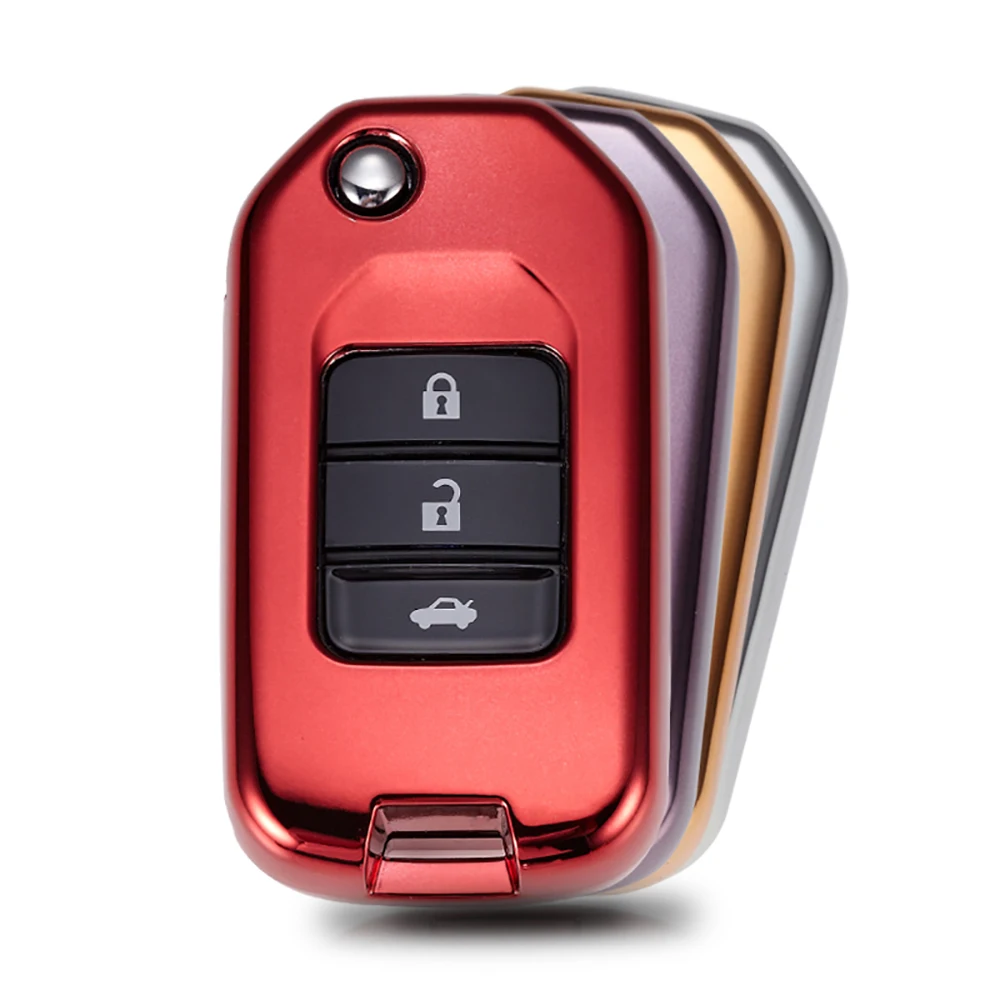 

Soft TPU Auto Car Folding Key Shell Cover Fob Holder For Honda CRV Accord Fit Jade Spirior Car Protective Key Case Accessories