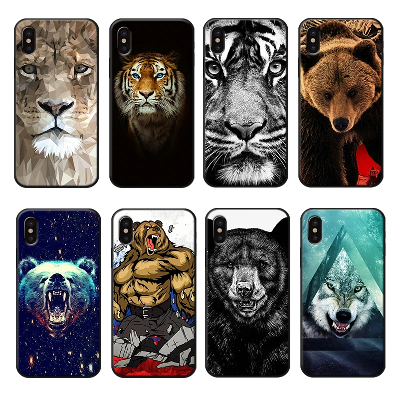 Tiger Leopard Phone Case for iphone7 8 Plus Luxury Soft Silicone Cover iPhone8 6 6s X XR XS Max TPU |