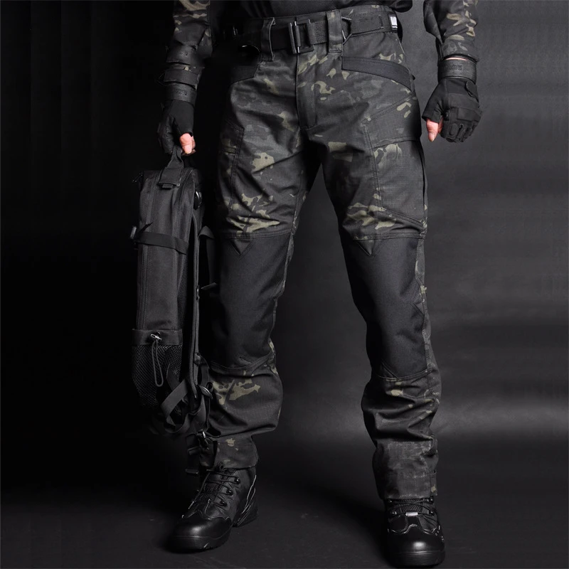 Ninja походные брюки, тактические брюки-карго, мужские армейские военные брюки, хлопок, много карманов, эластичные мужские повседневные брюки