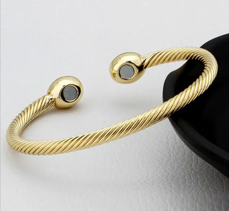 

Pure Copper Magnet Energy Health Bangle Gold / Silver/ Rose Gold Vintage Magnetic Healthy Twisted Chain Round Bracelet Hearling