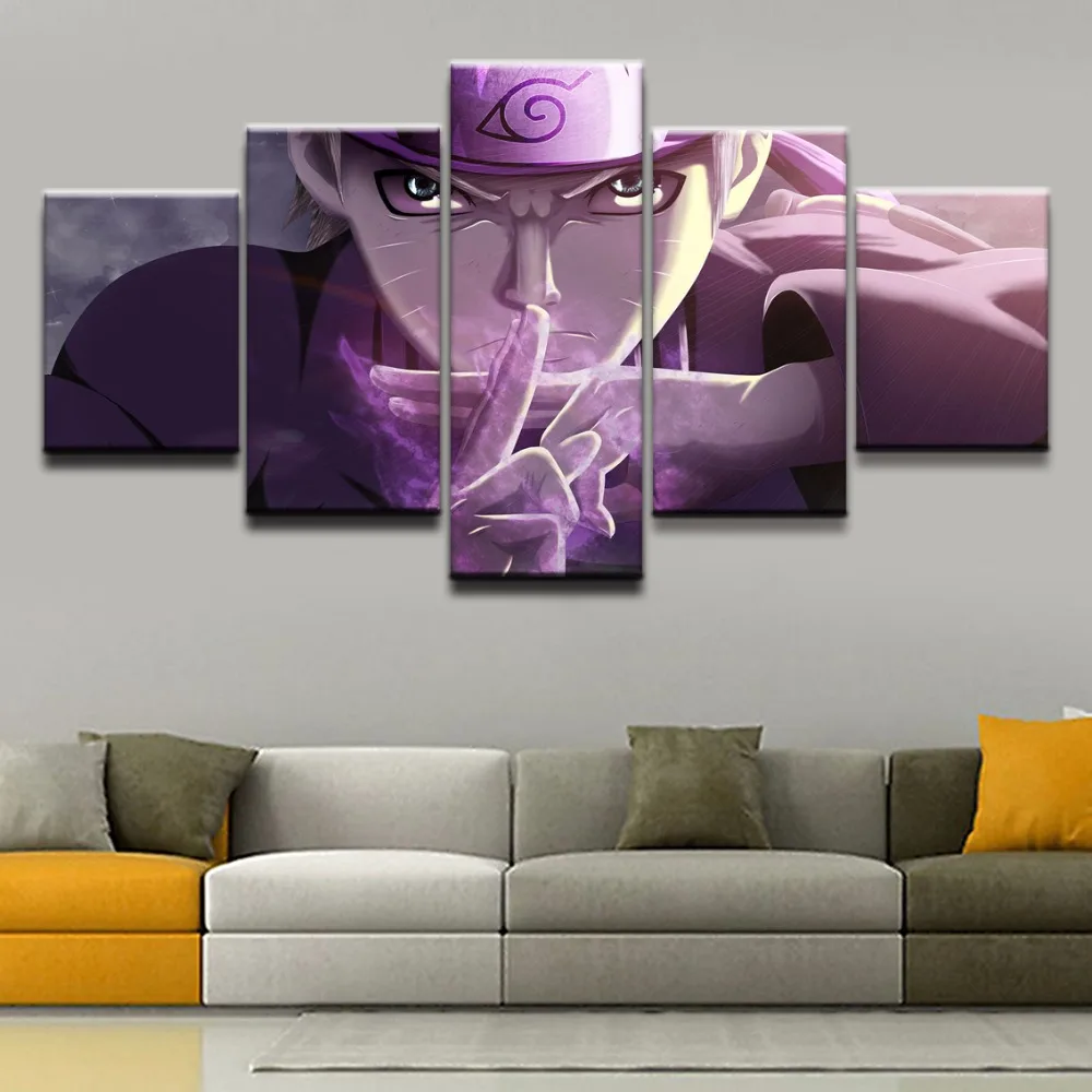 Wall Art Framework 5 Panel Cartoon Naruto Uzumaki Modular Pictures For Living Kids Room Decor