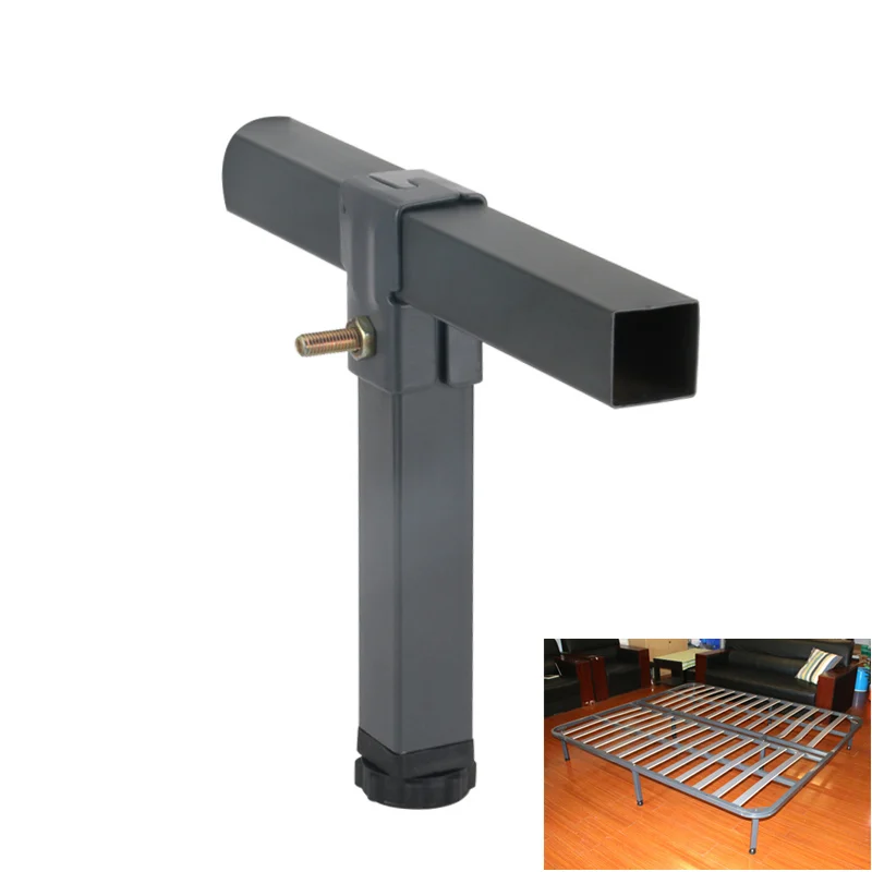 Adjustable Height Clamp Tube Leg Metal Square Bed Riser Table Legs	for Tatami Bed Frame Fixed Support Foot Screw Hardware