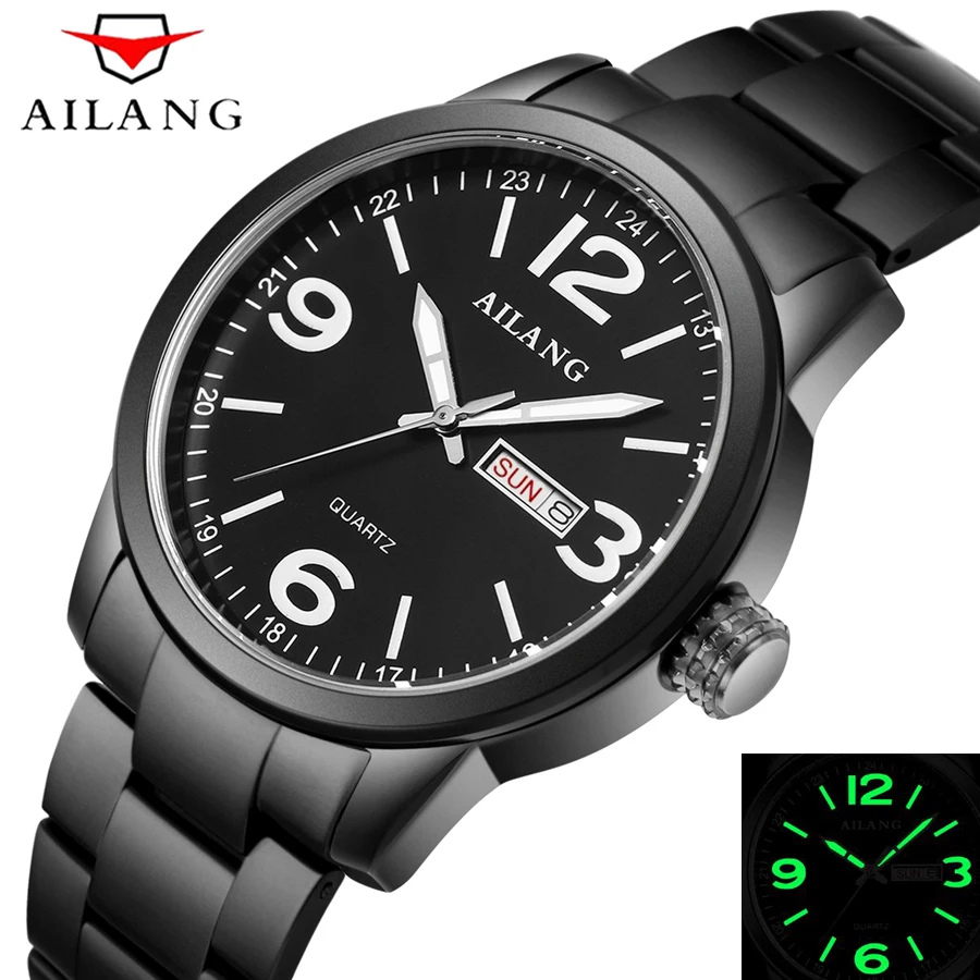 

relogio masculino AILANG Luxury Brand Full Stainless Steel Analog Display Date Men's Quartz Watch Business Watch Men Watch 2018