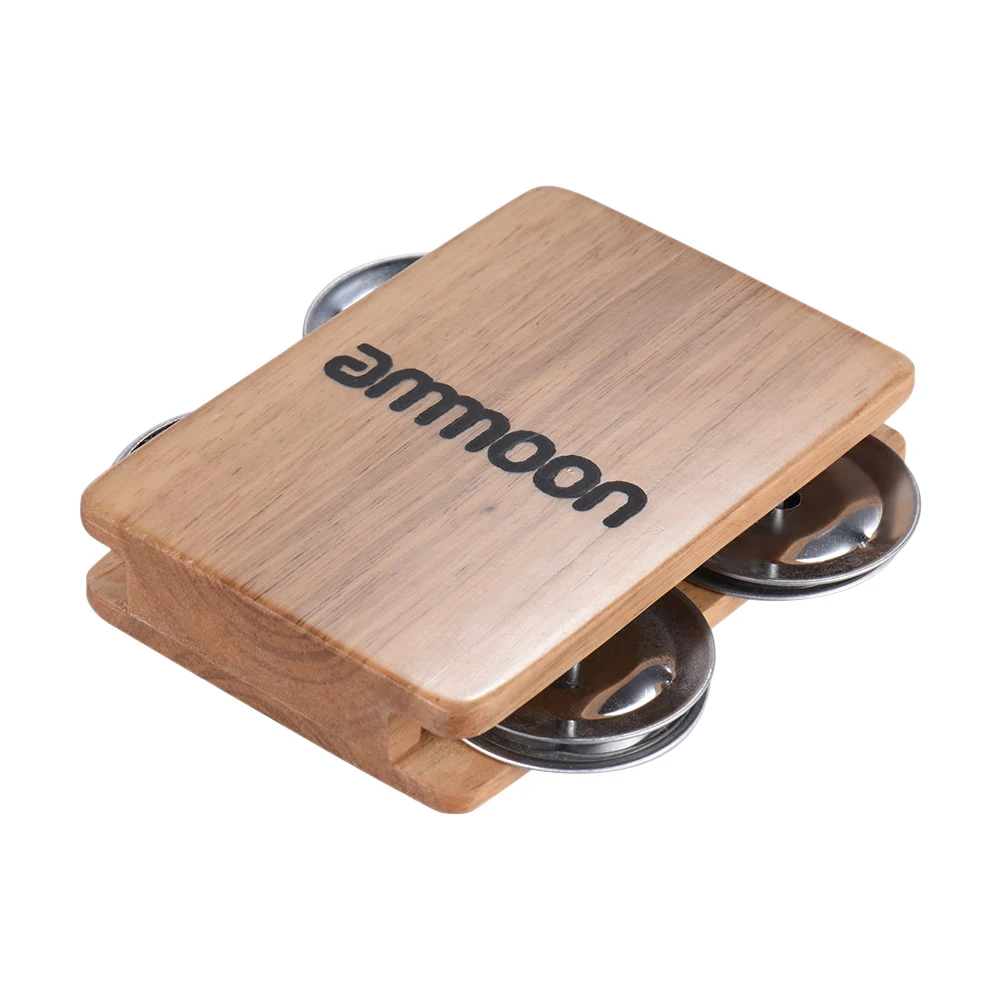 

ammoon Cajon Box Drum Pad Companion Drum Accessories 4-bell Jingle Castanet for Hand Percussion Instruments