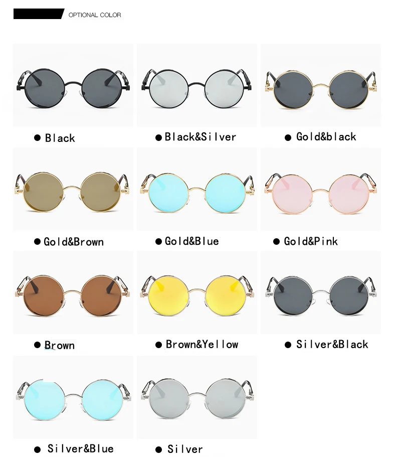 Samjune круглые солнцезащитные очки в металлической оправе мужской женский стимпанк модные очки Брендовая дизайнерская обувь в ретро-стиле Винтаж солнцезащитные очки UV400