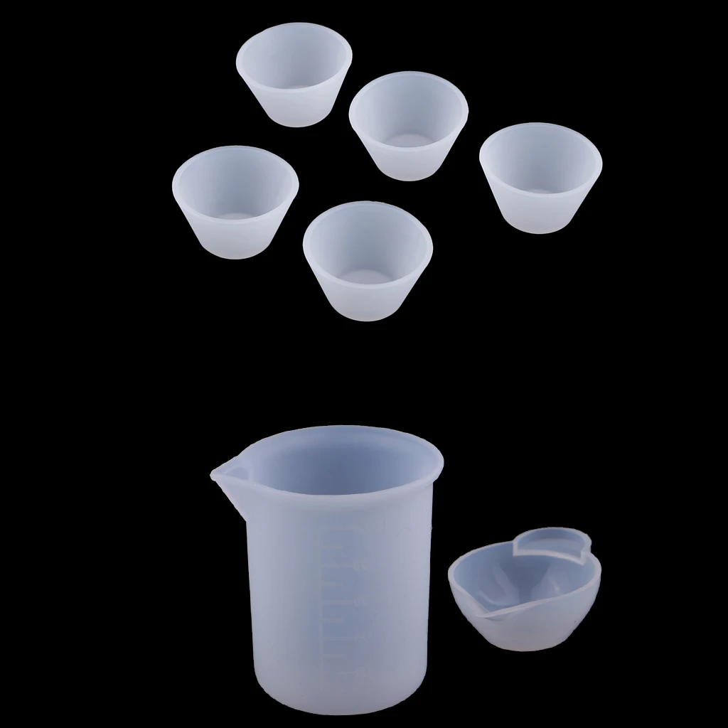 Assorted Clear Silicone Reusable Mixing Measuring Cups Liquid epoxy Resin Distribution Hobby Casting Jewelry Making DIY Tools