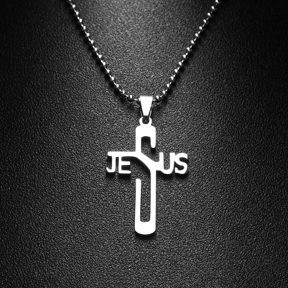 

Newest JESUS CROSS Fashion Pendant Necklace Jewelry Stainless Steel Chain Christian Symbol Nice Gift High Quality
