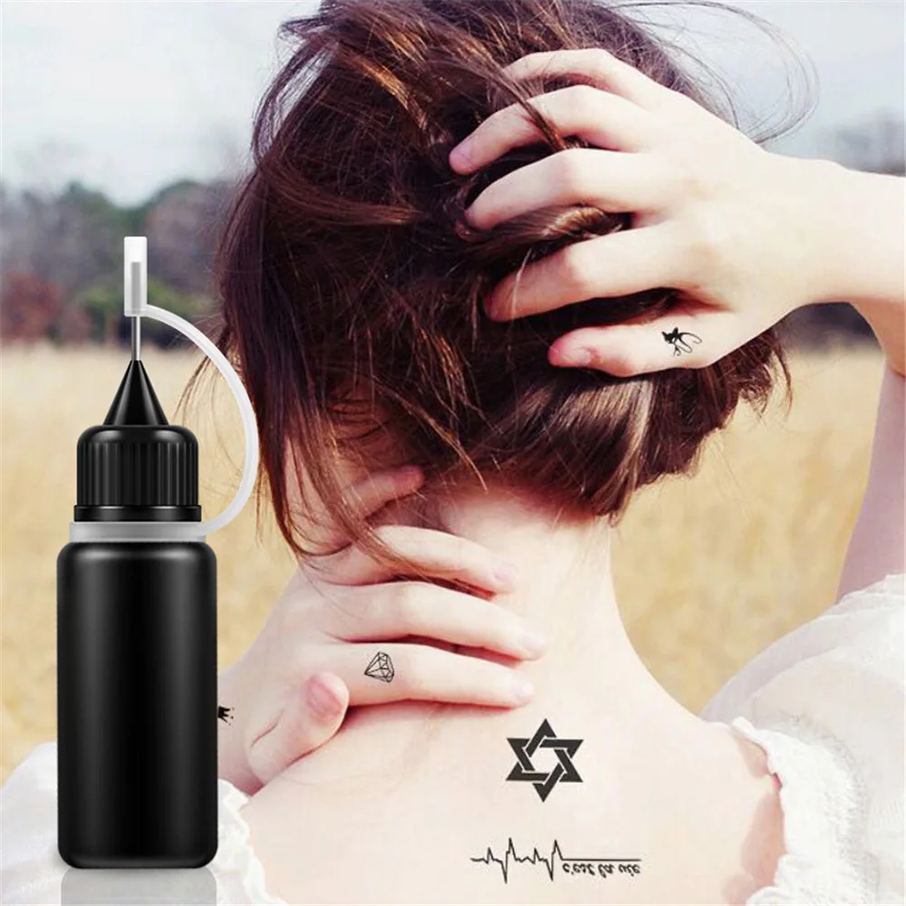 

10ml Natural Juice Body Tattoo Ink Paint Kit with Disposable Gloves Swabs Waterproof DIY Tattoo Tool 15 Days Lasting TSLM1