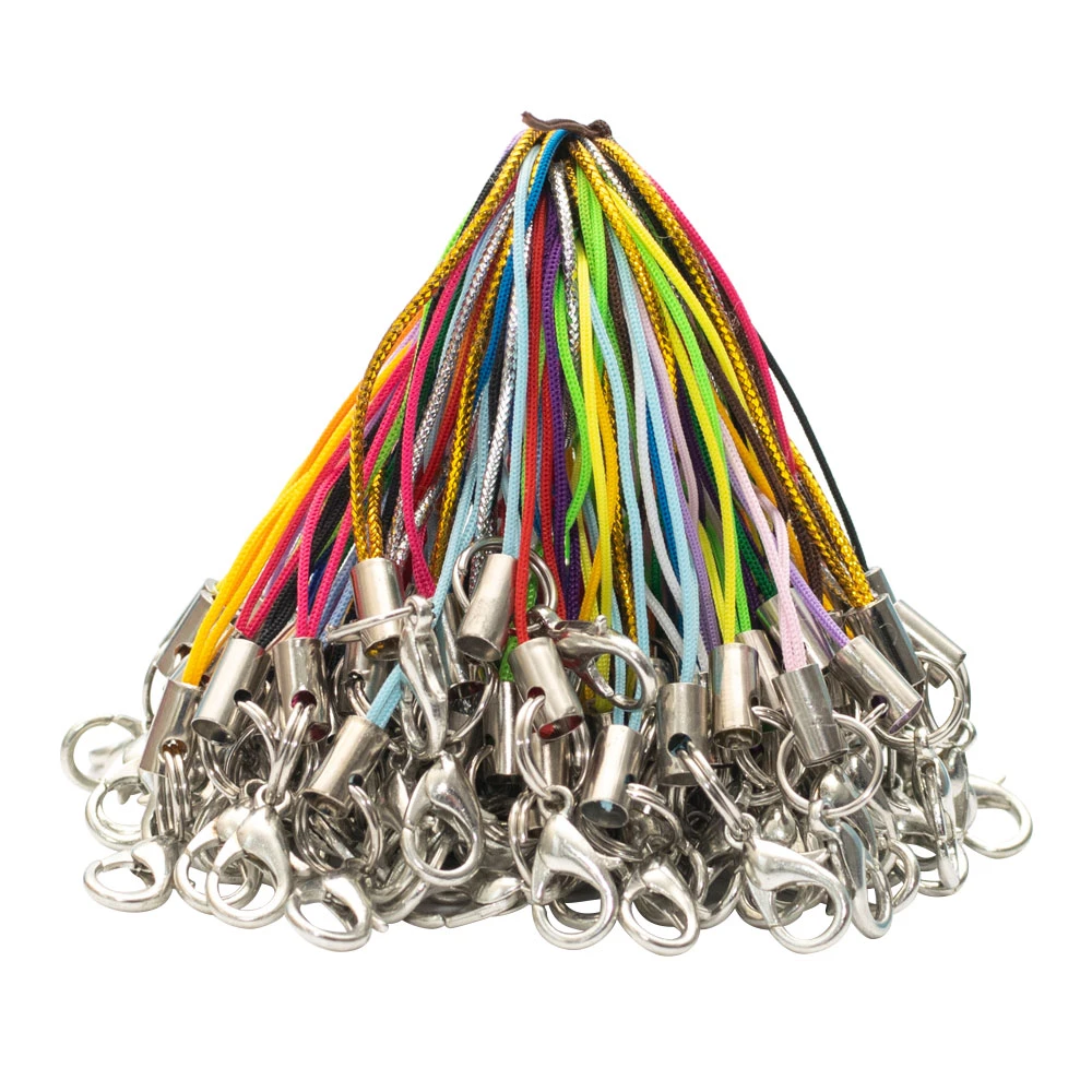 50pcs Cellphone Straps 50mm Mobile Lariat Strap Cord Cellphone Cords Lanyard Strap Key Ring Chain Jewelry Making