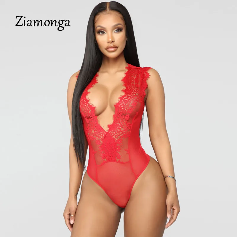 Ziamonga, летний кружевной комбинезон, v-образный вырез, сетка, для женщин, с вырезами, боди, бодикон, без рукавов, сексуальный женский комбинезон, боди, комбинезоны