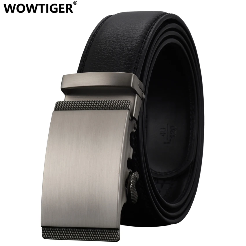 

WOWTIGER Black 35mm Cowhide Leather Belt For Men High Quality Male Brand Ratchet Automatic Luxury belts Cinturones Hombre