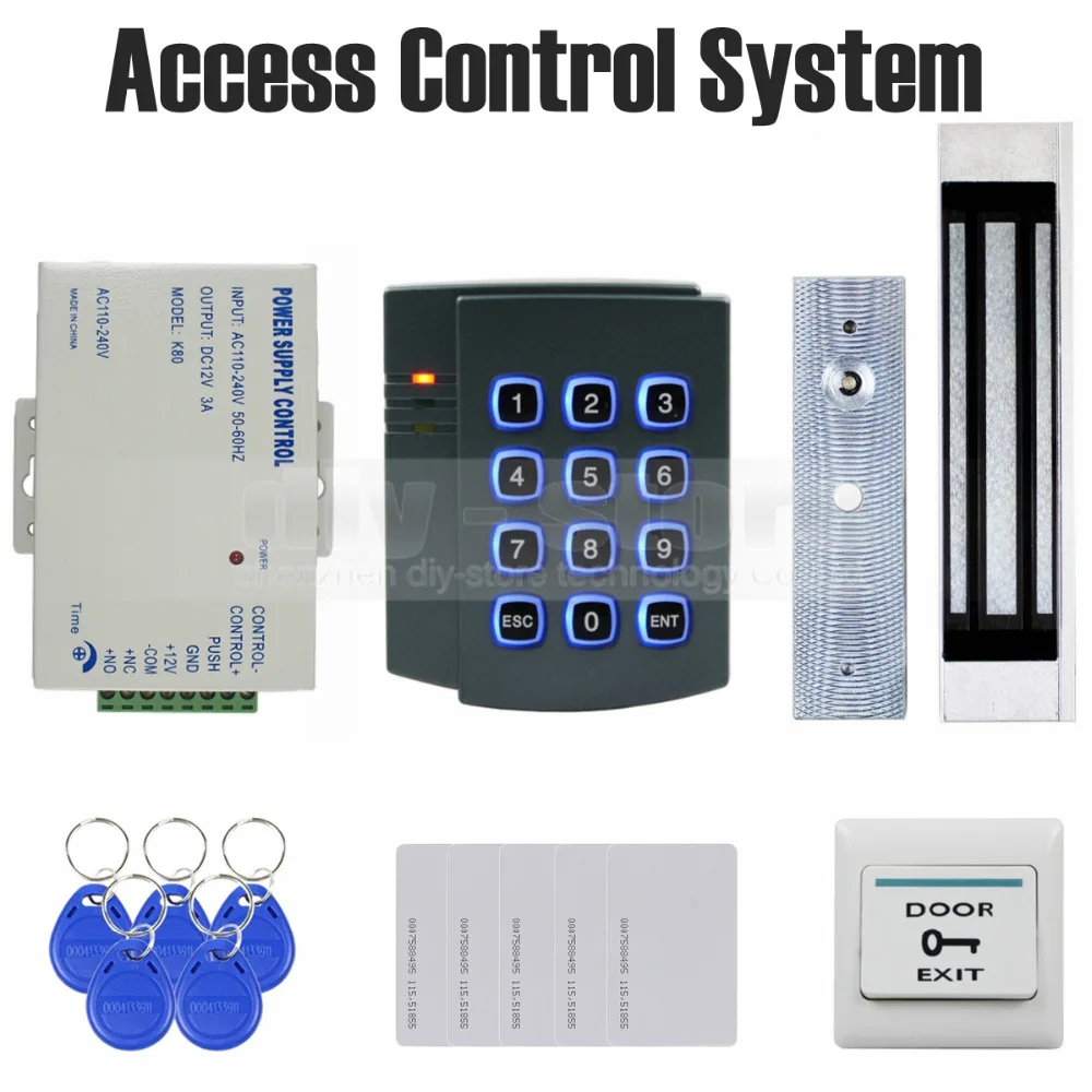 

DIYSECUR 125KHz RFID Password Keypad Access Control System Kit + 180kg Magnetic Door Lock 2501