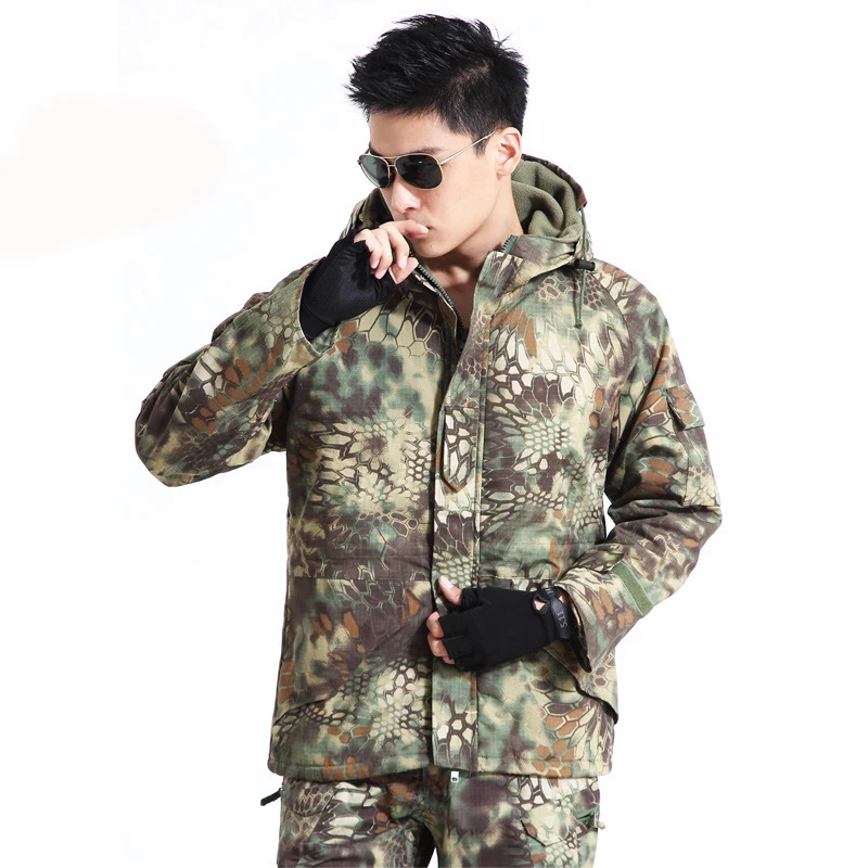 Военная охотничья зимняя куртка мужская тактическая Боевая куртка Militar Водонепроницаемая ветровка куртка Casaco Masculino куртки для мужчин - Цвет: Kryptek Woodland