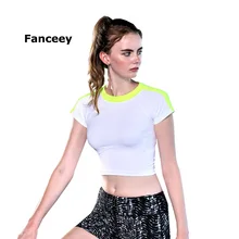 Сексуальный укороченный Топ для женщин, рубашка для йоги, эластичная, для танцев, короткий рукав, для девочек, для фитнеса, спортзала, тренировки, футболки, футболка