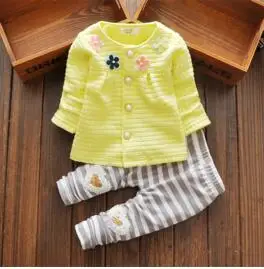 BibiCola/весенние комплекты одежды для маленьких девочек; кардиган для малышей; Спортивный костюм; комплект одежды для маленьких девочек; Одежда для новорожденных девочек - Цвет: Цвет: желтый