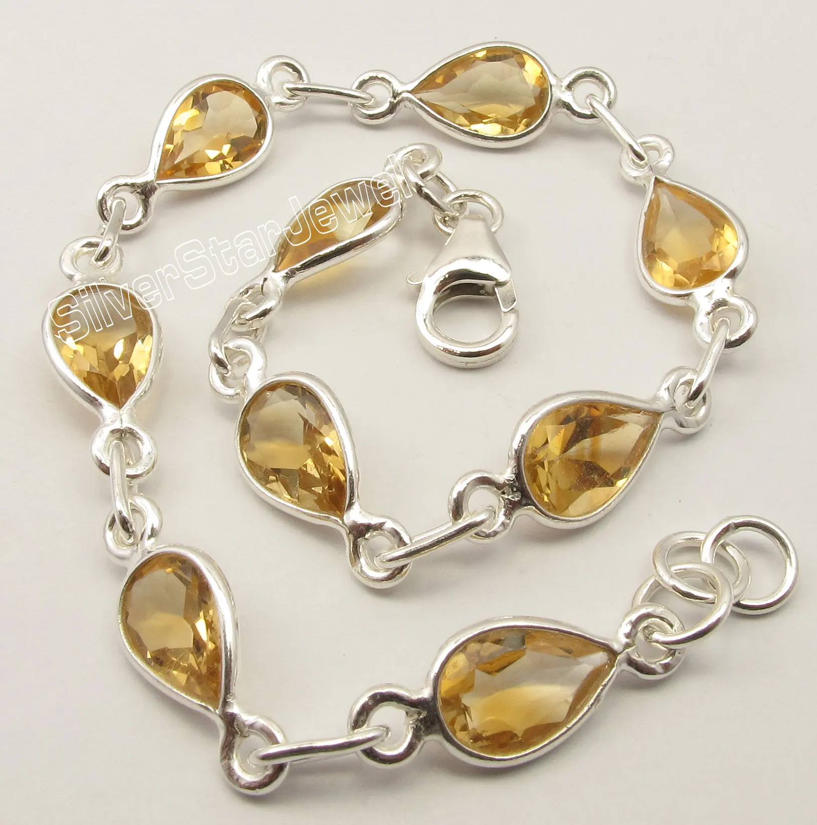 

Chanti International Solid Silver Amazing YELLOW Citrines BESTSELLER Bracelet 8 3/8 Inches GIFT