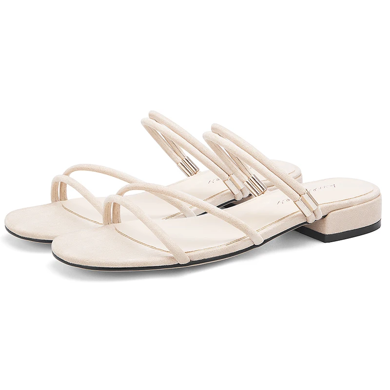 

2019 Summer Black Apricot Women Sandals Block High Heels Mules Femme Shoes 11813AYD2318