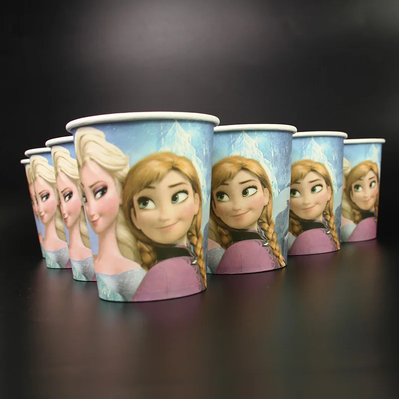 10Pcs/Pack Frozen Party Glass Party Paper Cup Cartoon Decor Girls Happy Birthday Favors Frozen Birthday Party Supplies