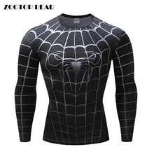 Черный Человек-Паук Броня мужские компрессионные рубашки Косплей футболка s быстросохнущая футболка для фитнеса компрессионная рубашка облегающая футболка для бодибилдинга