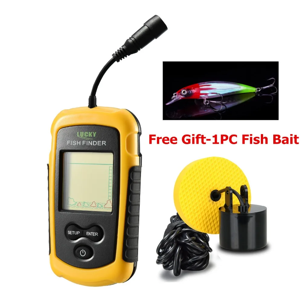 Lucky Fish Finders FFC1108-1 сигнализации м 100 М Портативный Sonar ЖК дисплей Рыбалка приманки эхолот Карп Finder