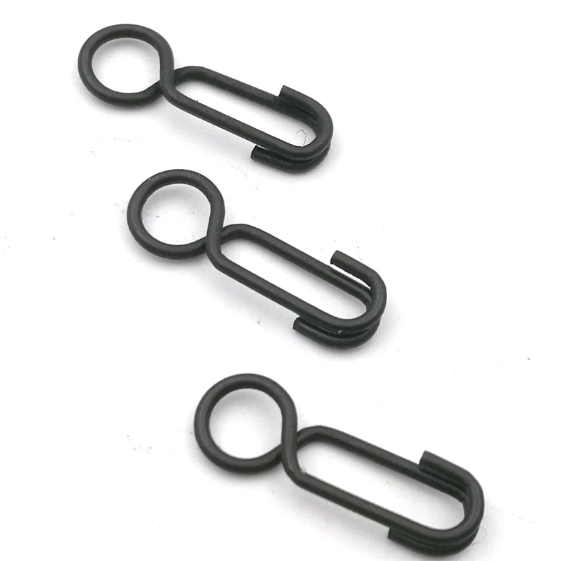 

100PCS Carp Fishing Snap Ring Clips Hook Link Hair Rigs Chod Black Finishing Rolling Swivels