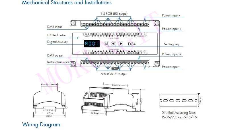 24CH* 3A 12-24VDC контроллер dmx D24 DMX512 24 канала линейных направляющих ШИМ преобразователь постоянного напряжения D24 декодер DMX512 проекта