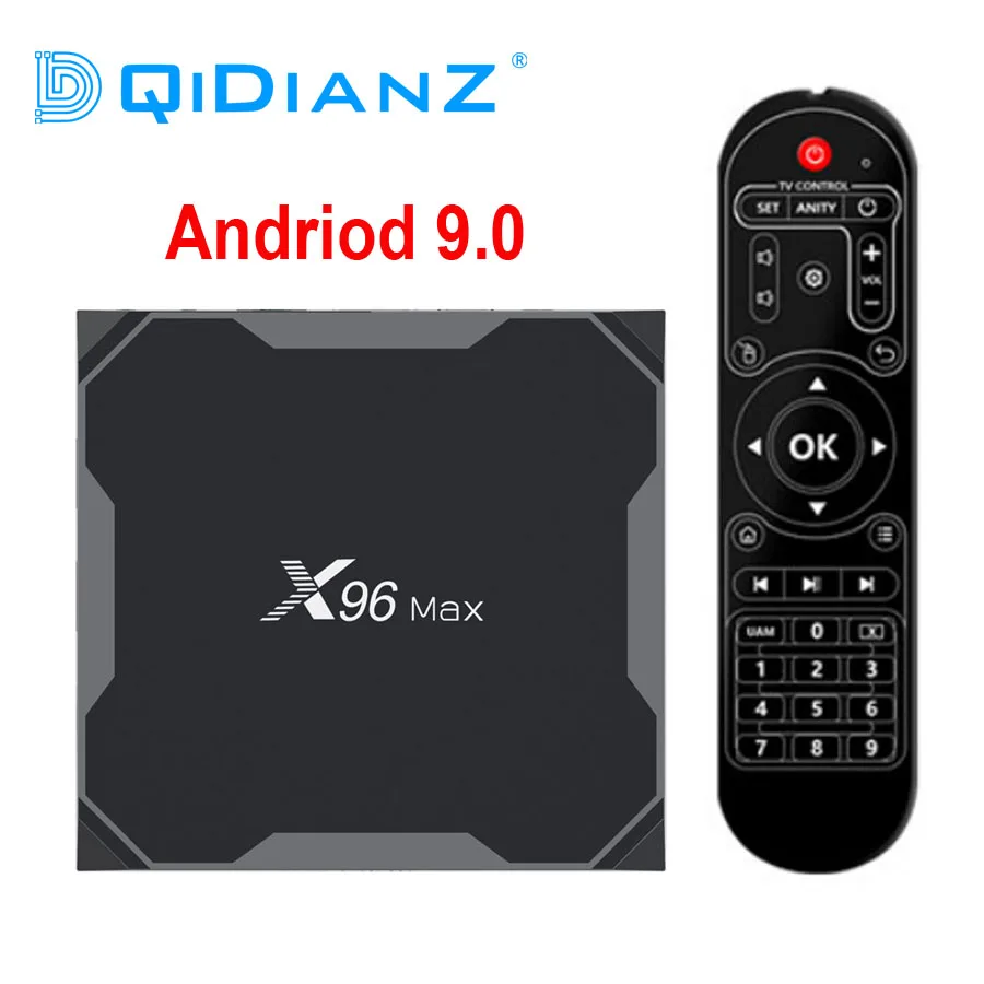 DQiDianZ X96Max ТВ BOX Android 9,0 Amlogic S905X2 4 ядра, 4 Гб оперативной памяти, 32 Гб встроенной памяти, 2,4G и Wi-Fi 5 ГГц BT4.1 4 к Декодер каналов кабельного телевидения компьютерной приставки к телевизору X96 Max X2