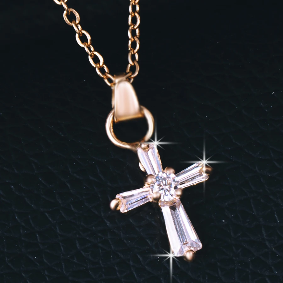 

1 Pcs Cubic Zircon Cross Pendant Necklace for Women Girl Charm SHORT Chain Beauty Elegant Cross Jewelry Necklace