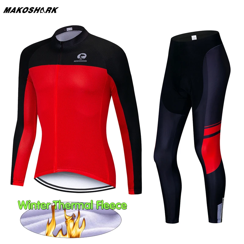 

2019 Winter Pro Cycling Jersey Set Team Cycling Kit Road Bike Long Sleeve Set Ropa Ciclismo Cycling Clothing Thermal Fleece