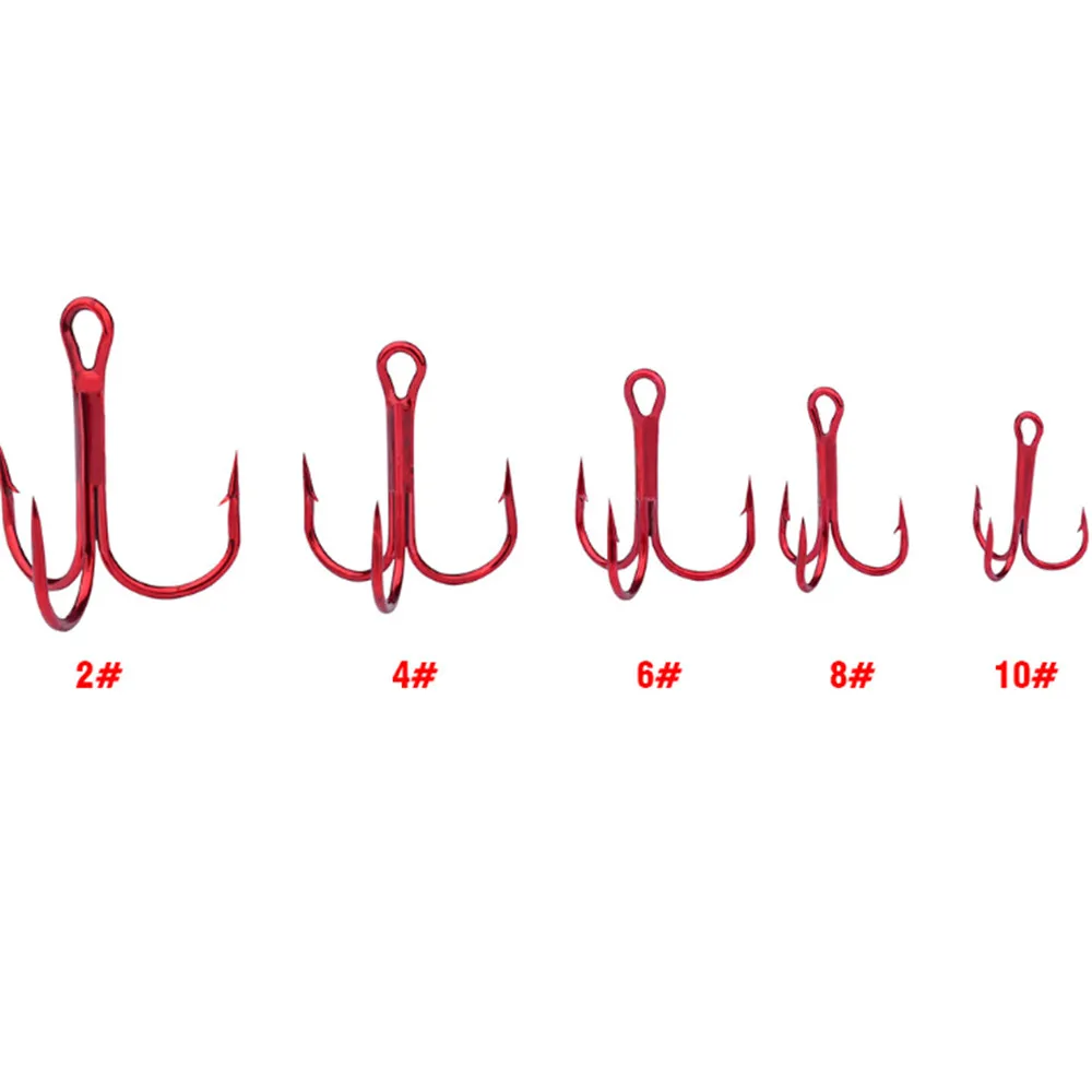 10 шт./лот, супер острые красные рыболовные крючки из высокоуглеродистой стали, 3X тройные Крючки, 2#4#6#8#10# высокопрочные крючки