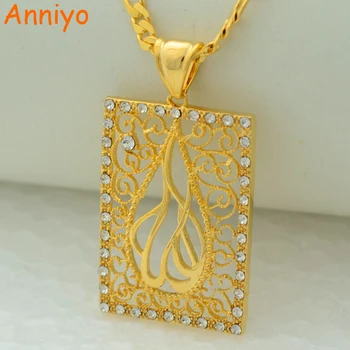 

Anniyo High-quality Islamic pendant necklace allah items arabic jewelry women Girl gold color middle east muslims