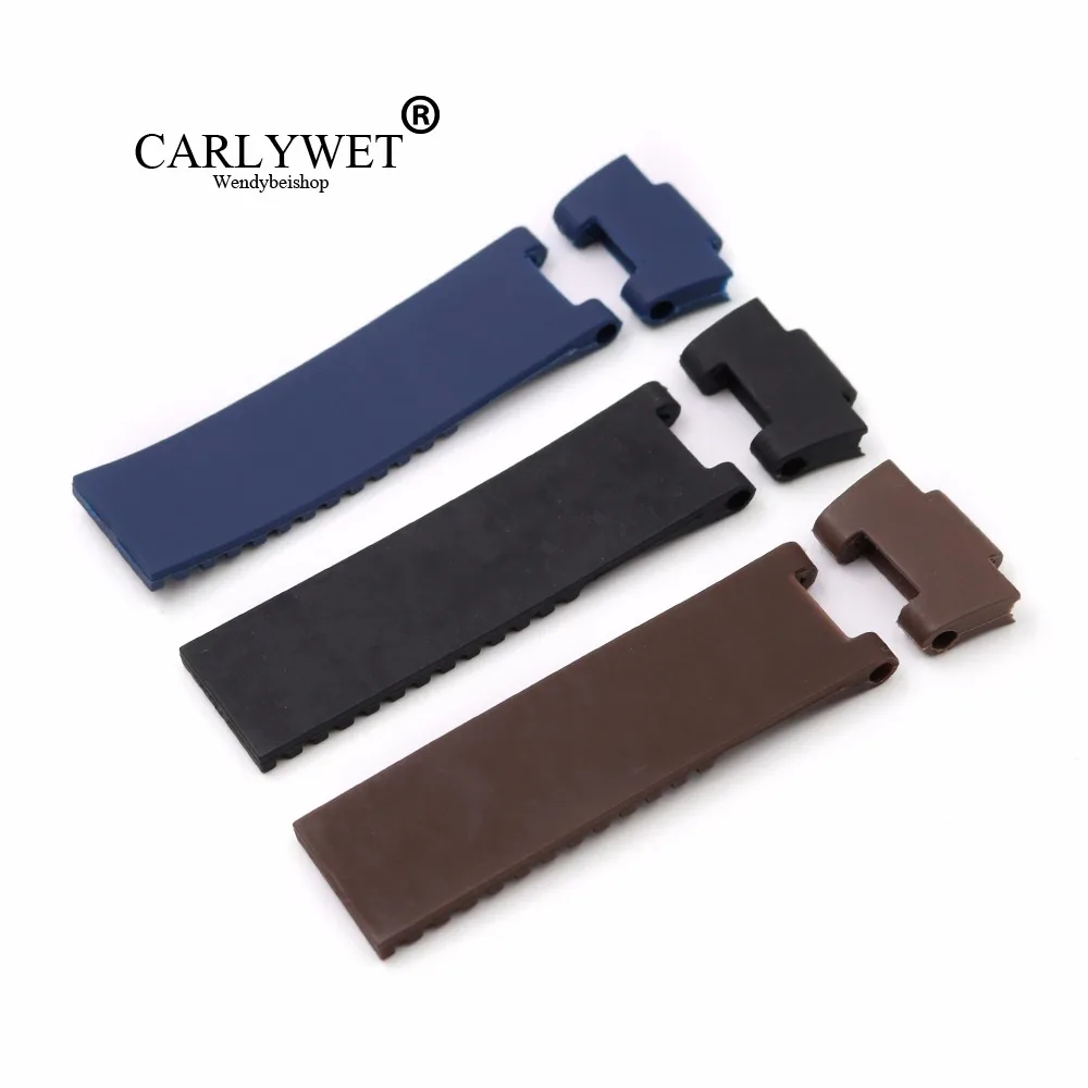 Ремешок для часов CARLYWET 25*12 мм черный коричневый синий водонепроницаемый