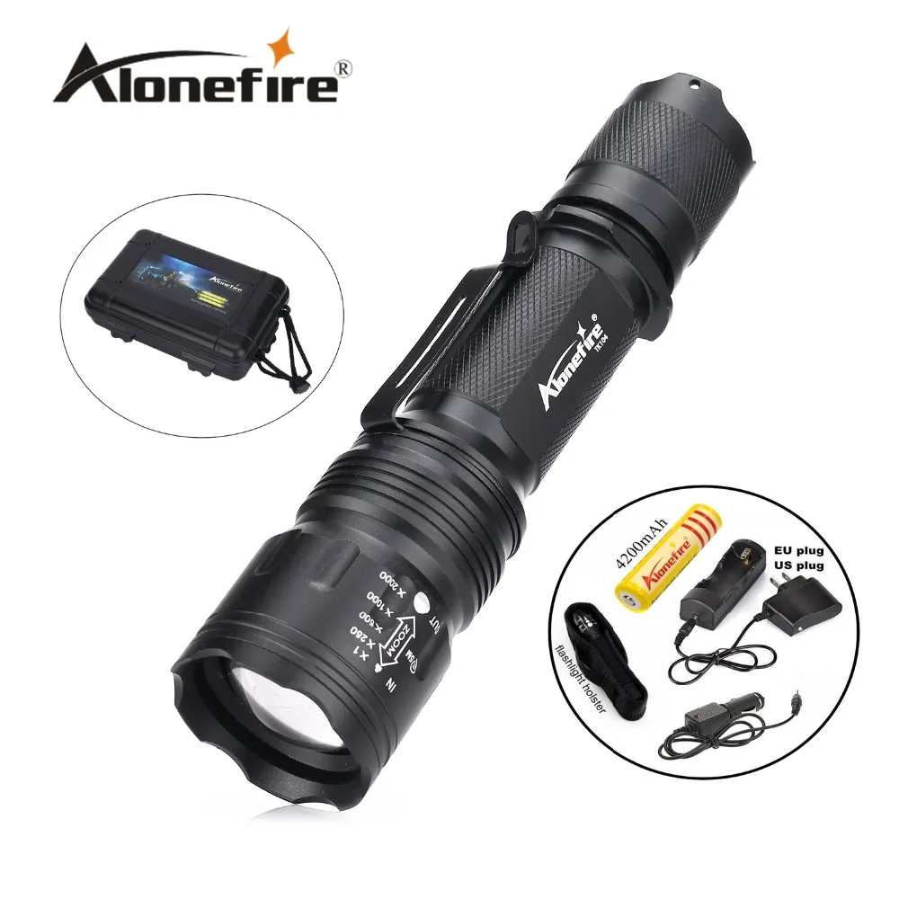 TK104 CREE XM L2 LED 8000LM Zoomable Waterproof rechargeable portable Tactical Gun Flashlight