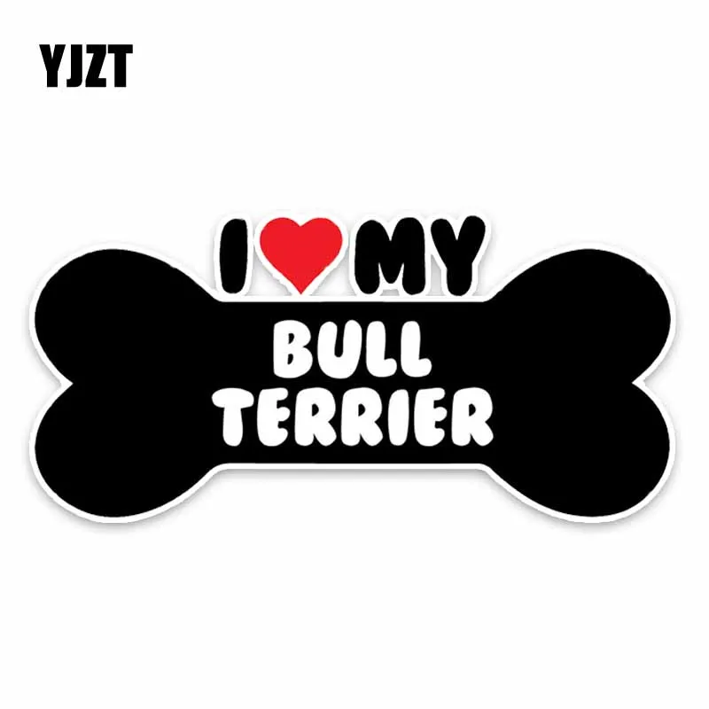 

YJZT 15*7.1CM I Heart My Bull Terrier Dog Bone PVC Car Bumper Car Sticker Decals C1-4169