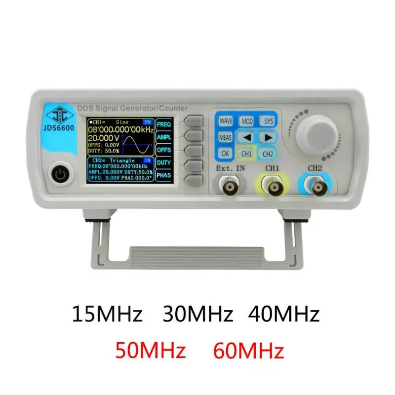 

JDS6600 Series Digital Control Dual-Channel Frequency MeterDDS Function Signal Generator Arbitrary Sine Waveform Frequency Meter