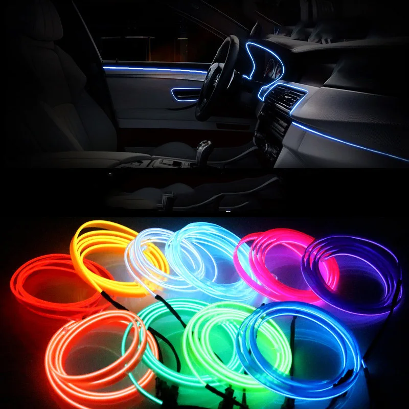 3 м салона свет el wire окружающей среды холодной линии для Mazda 6 Mercedes Opel Astra H Kia Rio Skoda