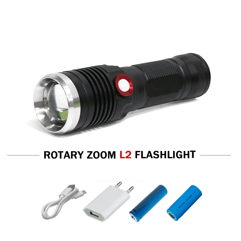 

USB LED Flashlight 18650 26650 CREE XML T6 Flash light Zoomable foucs Waterproof Lanterna Torch rechargeable Flashlights lamp