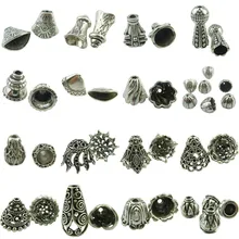 14945 винтажный, из серебряного сплава ювелирных изделий findigns оболочки узором из цветов и Листьев Бусины кисточкой концы Кепки