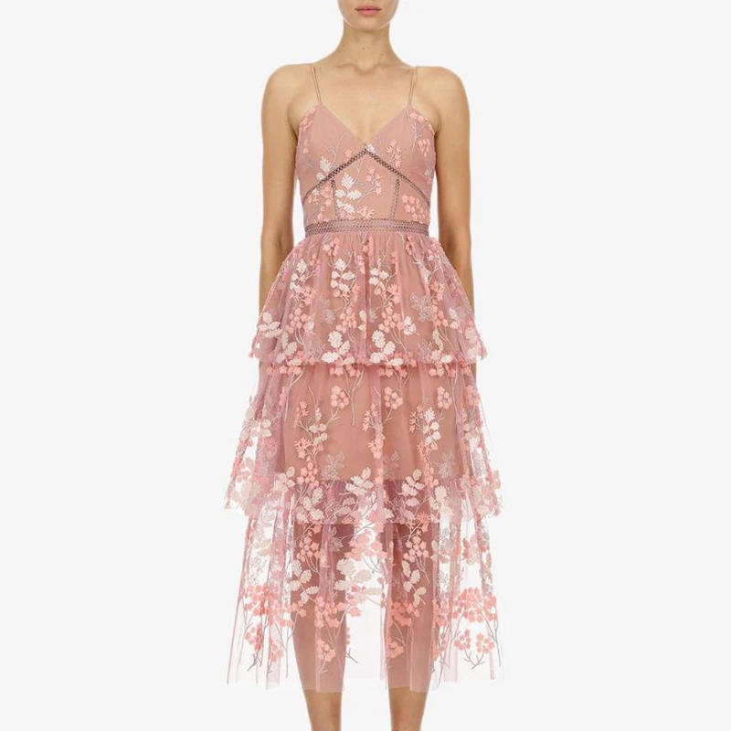 Новое поступление, розовое цветочное кружевное платье, расшитое блестками, летнее женское платье для вечеринки, сексуальное Сетчатое платье на бретельках с открытой спиной