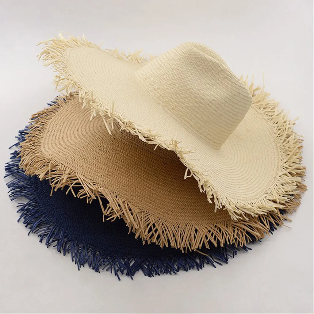 Summer straw hat women big wide brim beach hat sun hat edging sun block UV protection panama hat bone chapeu feminino