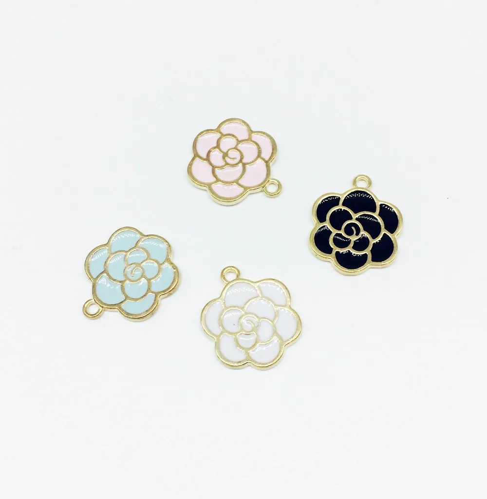 

MRHUANG 10pcs/lot 17mm Flower Enamel Charms Pendant fit Bracelet DIY Craft Jewelry Accessories