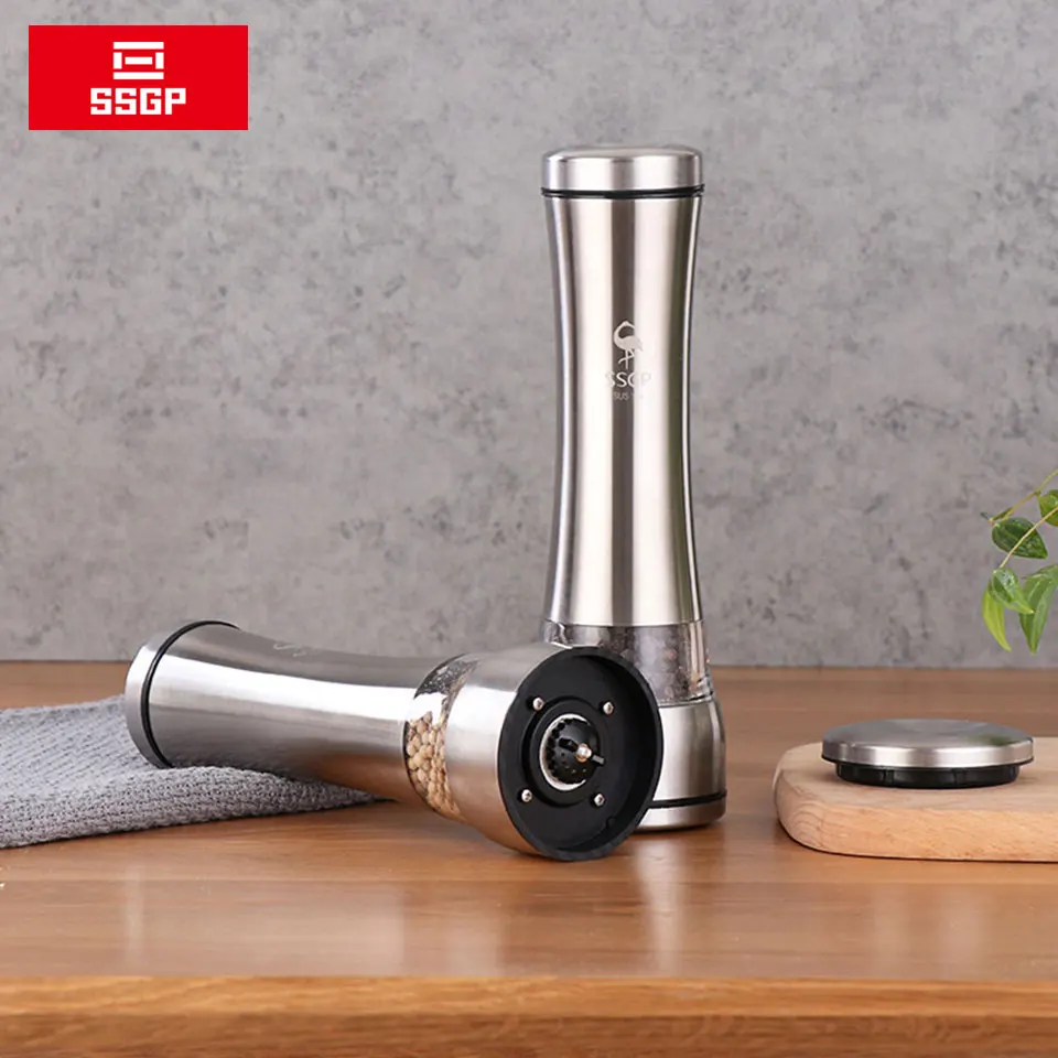 

Black Pepper Mill 304 Stainless Steel Salt Grinder Kitchen Accessories Tool Spice Mill Gadgets Cooking Adjustable Ceramic Core