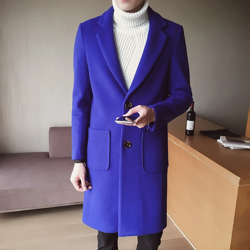 

2018 New Winter Casual Men Overcoat Wool Coat Men Leisure Long Sections Woolen Coats Men's Pure Color Casual Fashion Jackets