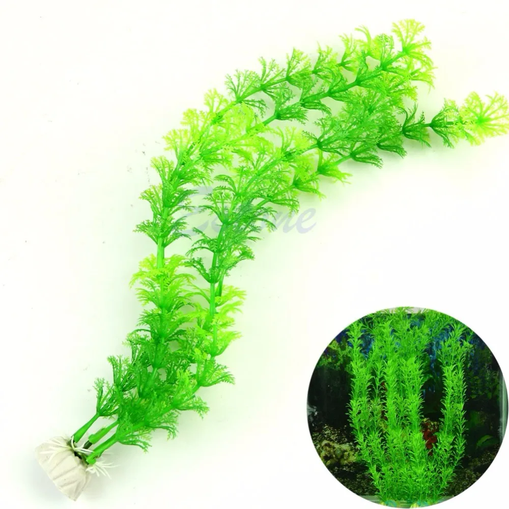 13" Green Artificial Plastic Grass Water Plant Fish Tank Aquarium Decor