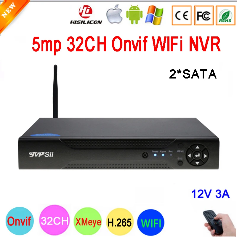 

Hi3536C XMeye Surveillance Video Recorder 5mp 32CH 32 Channel H.265 2*SATA IP Onvif WIFI CCTV NVR
