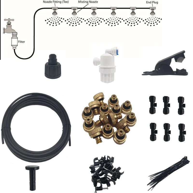 6 м-18 м распылитель для воды в саду, распылитель, система охлаждения, распылитель, комплект для теплицы, цветов, растений, водопроводный распылитель