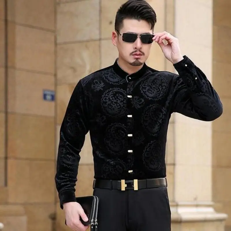 Новая импортная Одежда Мужские Роскошные брендовые рубашки cheval Chemise Homme Marque Lux Camisa Social Masculina Velvet Slik Shirts Slim