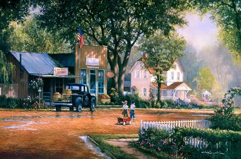 Петер мёнстед (1859-1941). Хуберт каплан художник. Vintage village. Художник стив крисп. Полотно из домиков.